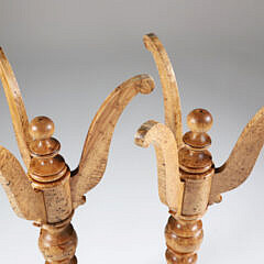 Pair of English Burlwood Tripod Plant Stands, 19th Century