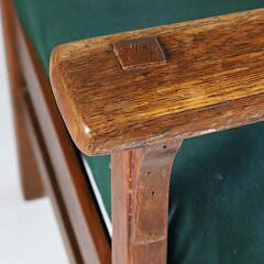 Arts and Crafts Mission Oak Armchair with Green Cushion