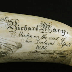 Scrimshaw Whale Tooth Ship Wiscasset “Richard Macy Master on the coast of New Zealand April 1836”