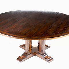 Contemporary Round Dining Table, Pedestal Base