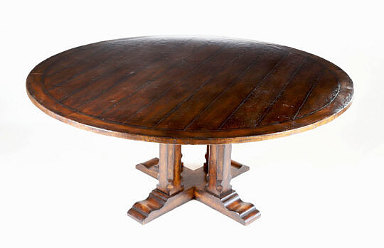 Contemporary Round Dining Table, Pedestal Base