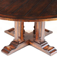 Contemporary Round Dining Table with Quad Pedestal Base