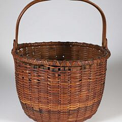 Antique Nantucket Round Open Swing Handle Basket, 19th Century