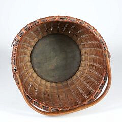 Antique Nantucket Round Open Swing Handle Basket, 19th Century