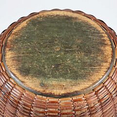 Antique Nantucket Round Open Swing Handle Basket, 19th Century