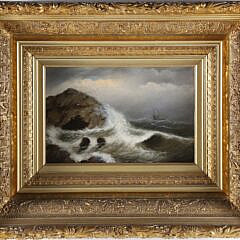 Clement Drew Oil on Canvas "Clipper Ship in Stormy Seas"