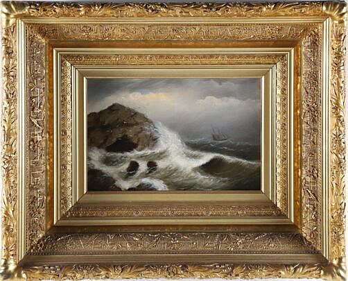 Clement Drew Oil on Canvas "Clipper Ship in Stormy Seas"