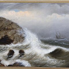 Clement Drew Oil on Canvas “Clipper Ship in Stormy Seas”