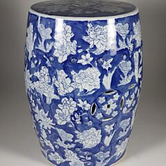 Blue and White Floral Decorated Chinese Porcelain Garden Stool
