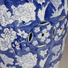 Blue and White Floral Decorated Chinese Porcelain Garden Stool
