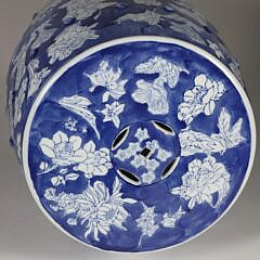 Blue and White Floral Decorated Chinese Porcelain Garden Stool