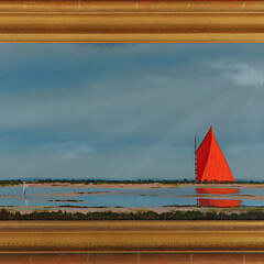1-5615 Orig Robert Stark Jr Oil Red Sail Ghosting By A IMG_9499