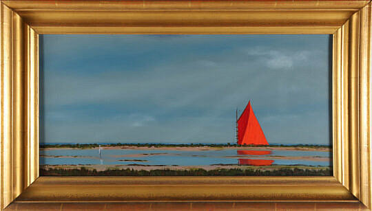 1-5615 Orig Robert Stark Jr Oil Red Sail Ghosting By A IMG_9499