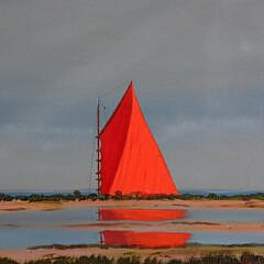 Robert Stark Jr. Oil on Canvas “Red Sail Ghosting By”