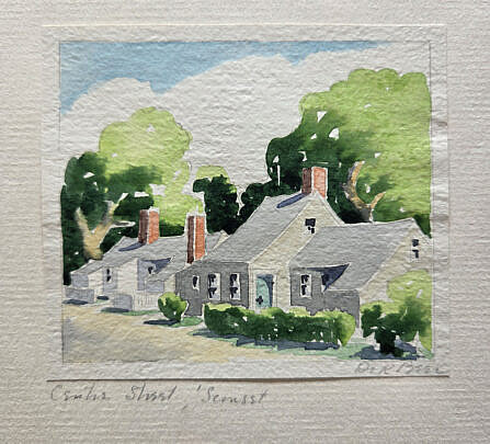 Doris and Richard Beer (1898-1967 and 1893-1959) Nantucket Watercolor on Paper “Center Street Sconset”