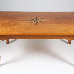 Tiger Maple Coffee Table With Compass Rose Design