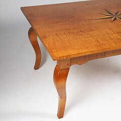 Leonard’s Tiger Maple Coffee Table With Compass Rose Design