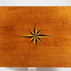 Leonard’s Tiger Maple Coffee Table With Compass Rose Design