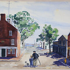 Ruth Vail Geiser Watercolor On Paper “View Of Zero Main Street, Nantucket”
