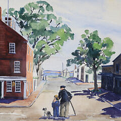 Ruth Vail Geiser Watercolor On Paper “View Of Zero Main Street, Nantucket”