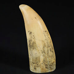 Scrimshaw Whale Tooth "Asian Water Man" 19th Century