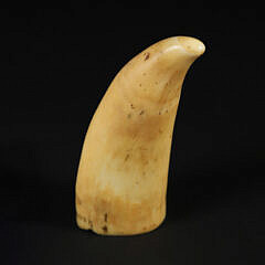 Scrimshaw Whale’s Tooth “Asian Water Man”, 19th Century