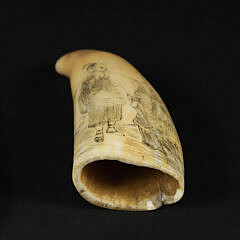 Scrimshaw Whale’s Tooth “Asian Water Man”, 19th Century
