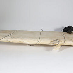 Moby Dick and Ahab Carved Wood Sculpture