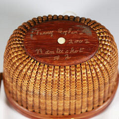 Terry Sylvia Miniature Nantucket Friendship Basket, with Polychrome Scrimshaw View of “Sankaty Light”