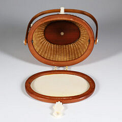 Terry Sylvia Miniature Nantucket Friendship Basket, with Polychrome Scrimshaw View of “Sankaty Light”