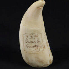 Scrimshaw Whale’s Tooth “Triton”, 19th Century
