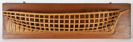 Vintage Carved Wood Skeleton Half Ship