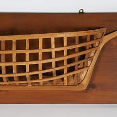 Vintage Carved Wood Skeleton Half Ship’s Hull Model on Plank