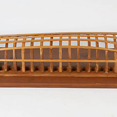 Vintage Carved Wood Skeleton Half Ship’s Hull Model on Plank