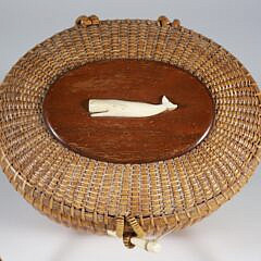 Jose Formoso Reyes Nantucket Friendship Basket with Carved Whale on Lid