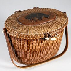 Sherwin Boyer Nantucket Friendship Basket with Tortoise Pig on Lid