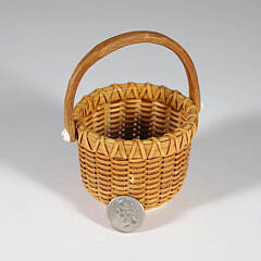 Paul Willer Small Swing Handle Nantucket Basket with Antique Ivory Base
