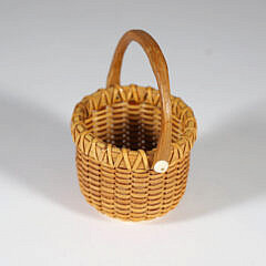 Paul Willer Small Swing Handle Nantucket Basket with Antique Ivory Base