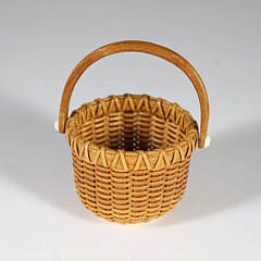Paul Willer Small Swing Handle Nantucket Basket with Antique Ivory Base