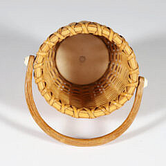 Paul Willer Small Swing Handle Nantucket Basket with Antique Ivory Base