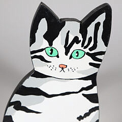 Maggie Meredith Hand Painted Silhouette of a Green Eyed Cat