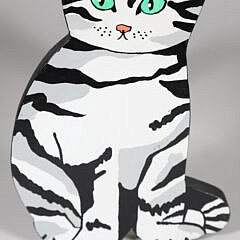 Maggie Meredith Hand Painted Silhouette of a Green Eyed Cat