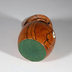 Carved Wood Pear Tea Caddy with Bone Keyhole Escutcheon