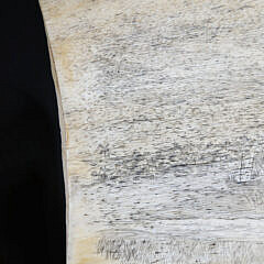 Antique Scrimshaw Pan Bone Section Engraved with a  View of Old Sherburne