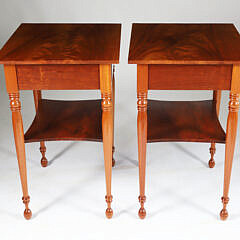Pair of Sheraton Style Mahogany One Drawer Side Tables with Shelf