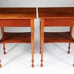 Pair of Sheraton Style Mahogany One Drawer Side Tables with Shelf