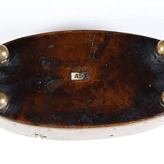 Vintage Miniature Engraved Bone and Brass Oval Sundial with Warship and Castle Decoration