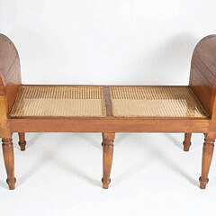 Anglo Indian Style Teak Wood Scroll Arm Window Bench