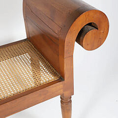 Anglo Indian Style Teak Wood Scroll Arm Window Bench