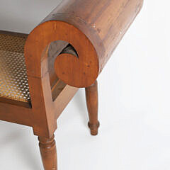 Anglo Indian Style Teak Wood Scroll Arm Window Bench